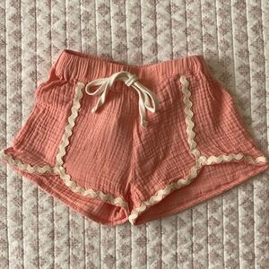 Peach Kids Shorts with Cream Trim
